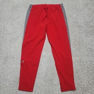 Under Armour Women's Woven Warm Up Pants Size ‎ M Red/gray NWT
